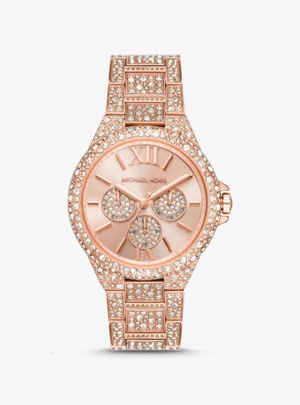 Damske Rose Gold-tone Hodinky Michael Kors Oversized Camille Pavé Ruzove Zlate - Hodinky Michael Kors Nejlevnejsi | ERNKD-6534